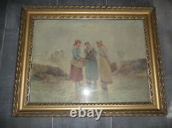 Rare Ancien Oil Table On Toile Signed At The Bottom Right Pierre Testu