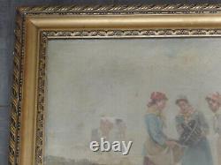 Rare Ancien Oil Table On Toile Signed At The Bottom Right Pierre Testu