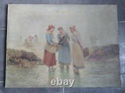 Rare Ancien Oil Table On Toile Signed At The Bottom Right Pierre Testu