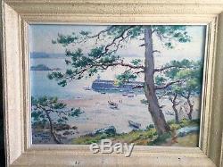 Rare Oil On Old Panel Léon Hamonet, Brittany Erquy, Marine