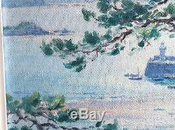 Rare Oil On Old Panel Léon Hamonet, Brittany Erquy, Marine