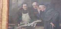 Rare Painting On Canvas Former Cooking Monk 19th Joseph Gallery New York