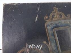 Rare Still Life With Jewelry Old Painting Oil On Canvas 19th Unsigned