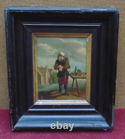 Rare magnificent old oil painting on copper 18th century the very fine rebouteux