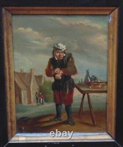 Rare magnificent old oil painting on copper 18th century the very fine rebouteux