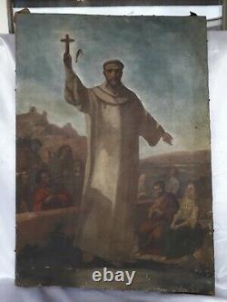 Religious Painting Ancient Oil On Canvas Italian School XIX Italy Tuscany