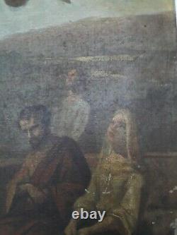 Religious Painting Ancient Oil On Canvas Italian School XIX Italy Tuscany