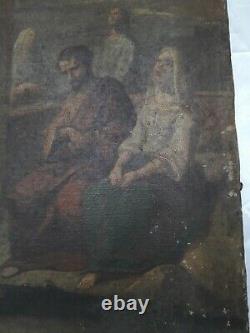 Religious Painting Ancient Oil On Canvas Italian School XIX Italy Tuscany