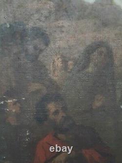 Religious Painting Ancient Oil On Canvas Italian School XIX Italy Tuscany