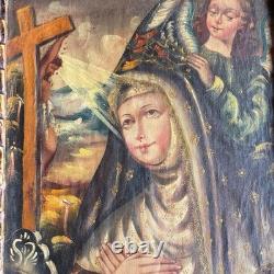 Religious Painting, Oil on Canvas, 19th Century, Ancient Saint