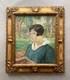 Richard Ranft, Portrait Of A Woman In A Garden, Signed Antique Painting