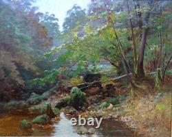 River Under Wood Ancient Painting Oil On Canvas