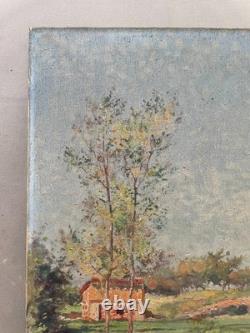 Riverside Landscape, Antique Painting, Signature to Be Identified