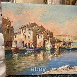 Robert Giovani, antique oil on canvas seascape, signed vintage decoration