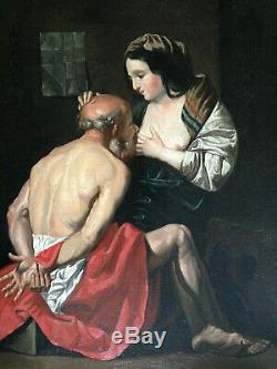 Roman Charity Beautiful Oil On Canvas Ancient Religious Erotic Nineteenth