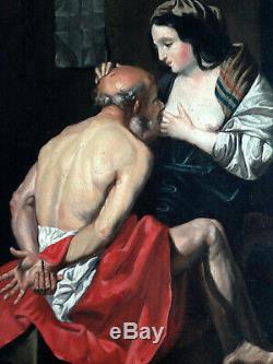 Roman Charity Beautiful Oil On Canvas Ancient Religious Erotic Nineteenth