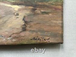 Signed Ancient Tableau, Marine, Oil on Canvas Post-Impressionist, 20th Century