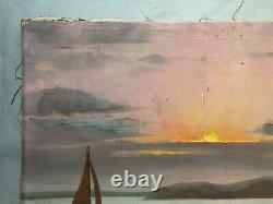 Signed Ancient Tableau, Marine, Oil on Canvas Post-Impressionist, 20th Century