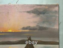 Signed Ancient Tableau, Marine, Oil on Canvas Post-Impressionist, 20th Century