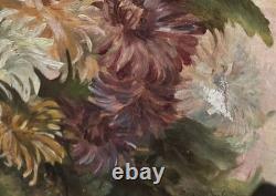 Signed Antique Oil Painting on Canvas, 1896 – Bouquet of Chrysanthemums