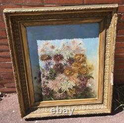 Signed Antique Oil Painting on Canvas, 1896 – Bouquet of Chrysanthemums