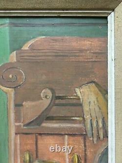 Signed Antique Painting, Oil On Panel, Gentleman's Vestiary, Early 20th Century