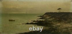 Signed Antique Painting, Pointe De Binic, Brittany, Oil On Panel, Early 20th Century