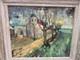 Signed Antique Painting, Rural Landscape With Figures And A Path, Oil On Canvas