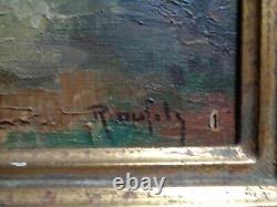 Signed Antique Tableau, View of Sahurs Rouen Oil on Canvas in Need of Restoration