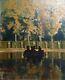 Signed Old Painting, Important Oil On Canvas To Restore, Fountain, Park