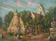 Signed Old Painting, Landscape In Church, Oil On Panel, Painting, Early 20th Century