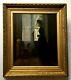 Signed Old Painting, Large Oil On Canvas, Window Woman, Box, 19th