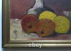 Signed Old Painting, Oil On Canvas Cardboard, Still Life, Box, 20th