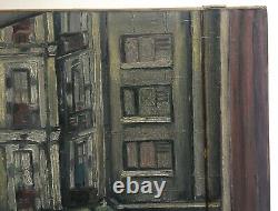 Signed Old Painting, Oil On Canvas, City View, 20th Century