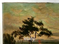 Signed Old Painting, Oil On Canvas, Southwest Coastal Landscape, Dune, 19th