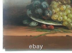 Signed Old Painting, Oil On Canvas, Still Life With Fruit, Early 20th Century