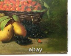 Signed Old Painting, Oil On Canvas, Still Life With Fruit, Late 19th Century