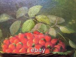 Signed Old Painting, Oil On Canvas, Still Life With Fruit, Late 19th Century