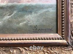 Signed Old Painting, Oil On Panel, Marine, Boat, Sailor, Box, 19th