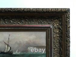 Signed Old Painting, Oil On Panel, Marine, Boat, Sailor, Box, 19th