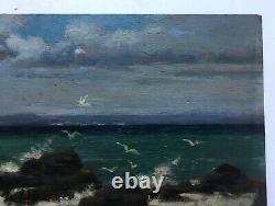 Signed Old Painting, Oil On Panel, Pointe Du Raz, Brittany, Early 20th Century