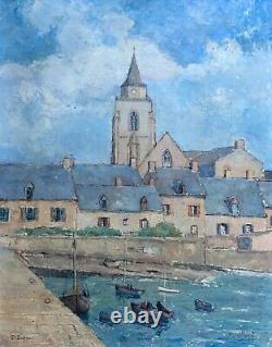 Signed Old Painting, Oil On Panel, Port De Saint-suliac, Brittany, 20th Century