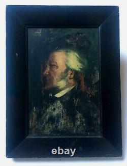 Signed Old Painting, Oil On Panel, Portrait Of Wagner Box, 19th