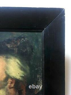 Signed Old Painting, Oil On Panel, Portrait Of Wagner Box, 19th