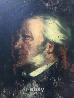 Signed Old Painting, Oil On Panel, Portrait Of Wagner Box, 19th