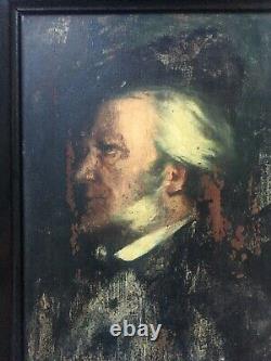 Signed Old Painting, Oil On Panel, Portrait Of Wagner Box, 19th