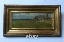 Signed Old Painting, Oil On Panel, Saint-guénolé, Brittany, Early 20th Century