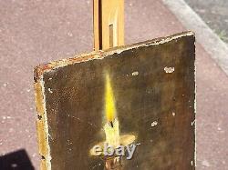 Signed Old Table. Candle Books Pipe Oil Painting on Canvas. XIXth Century Style.