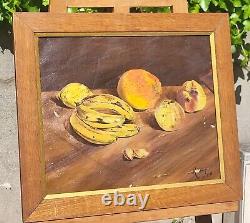 Signed Old Table. Still Life At Fruits. Oil Painting On Canvas 1917