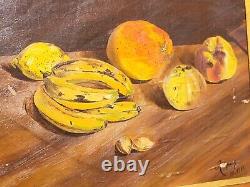 Signed Old Table. Still Life At Fruits. Oil Painting On Canvas 1917